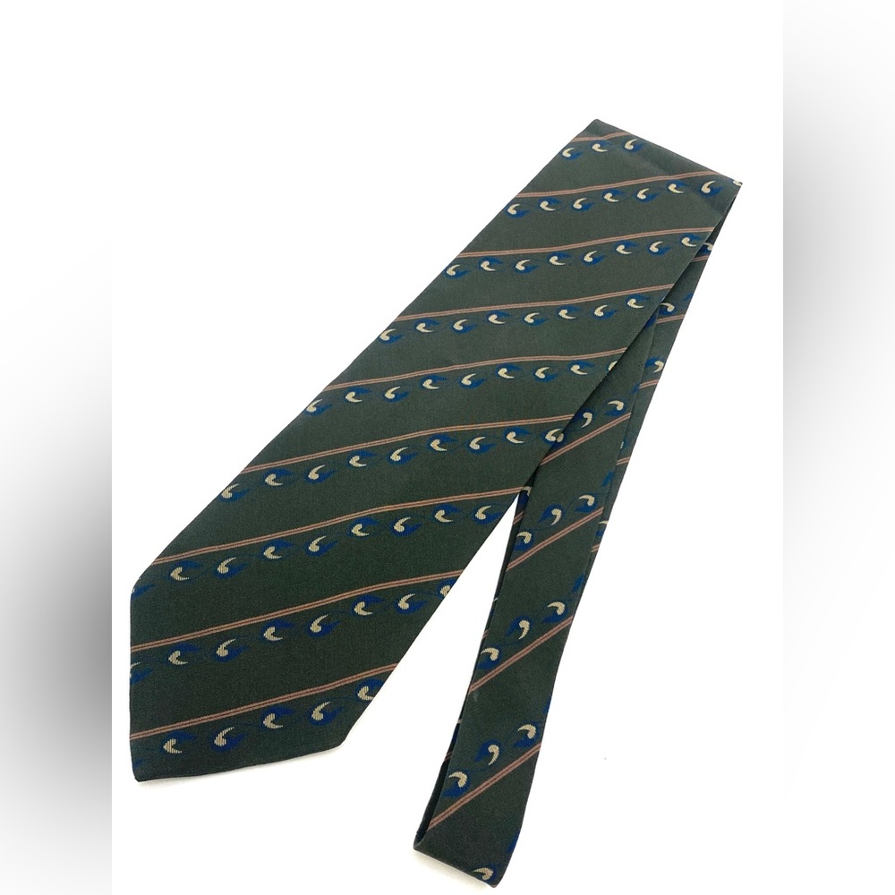 Giorgio Armani Cravatte Green/Black Diagonal Abstract Silk Necktie MCM